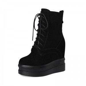 Hidden Heel Taller Combat Boot To Be Altitude 12cm / 4.7Inch Lace-Up Increase Taller Lace Up Boot