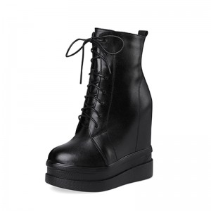 Taller Hieght Combat Boot That Add Height 14Cm / 5.5Inch Lace-Up Height Wedge Lace Up Boot								