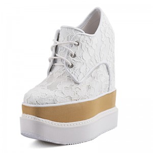 Height Wedge Walking Shoes Enhance Your Height 17cm / 6.7Inch Lace-Up Hidden Heel Platform Shoes